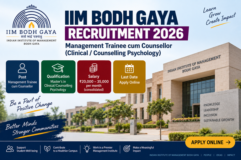 IIM Bodh Gaya Recruitment 2026: Apply Online, Eligibility