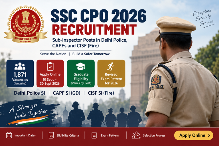 SSC CPO Recruitment 2026: Staff Selection Commission for Sub-Inspector posts